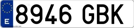 Ejemplo de matrícula española 8946 GBK