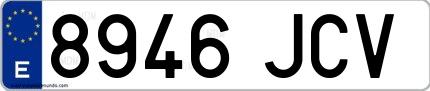 Ejemplo de matrícula española 8946 JCV