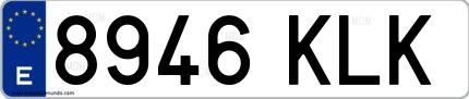 Ejemplo de matrícula española 8946 KLK