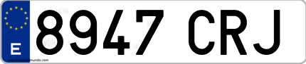 Ejemplo de matrícula de coche ordinaria 8947 CRJ