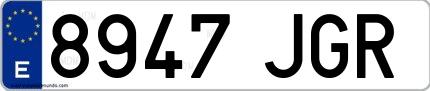 Ejemplo de matrícula española 8947 JGR