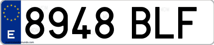 Ejemplo de matrícula de coche ordinaria 8948 BLF