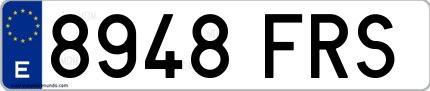 Ejemplo de matrícula española 8948 FRS