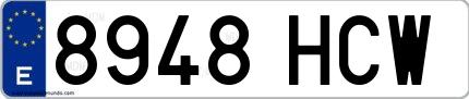 Ejemplo de matrícula española 8948 HCW