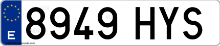 Ejemplo de matrícula de coche ordinaria 8949 HYS