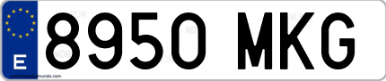 Ejemplo de matrícula de coche ordinaria 8950 MKG