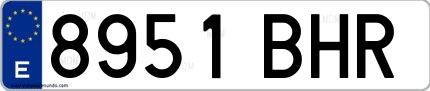 Ejemplo de matrícula española 8951 BHR