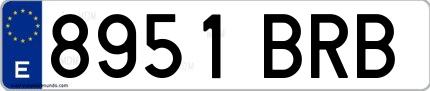 Ejemplo de matrícula de coche ordinaria 8951 BRB