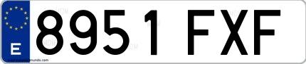 Ejemplo de matrícula española 8951 FXF