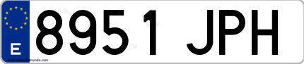 Ejemplo de matrícula de coche ordinaria 8951 JPH