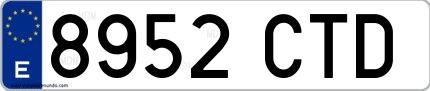Ejemplo de matrícula española 8952 CTD