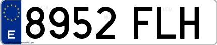 Ejemplo de matrícula española 8952 FLH