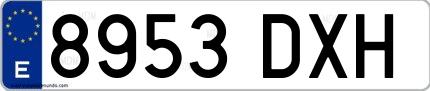 Ejemplo de matrícula española 8953 DXH