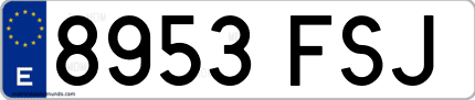 Ejemplo de matrícula de coche ordinaria 8953 FSJ