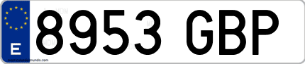 Ejemplo de matrícula de coche ordinaria 8953 GBP