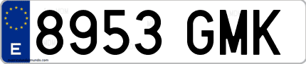 Ejemplo de matrícula de coche ordinaria 8953 GMK