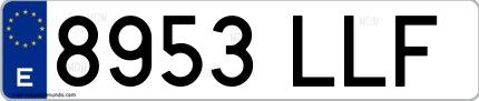 Ejemplo de matrícula española 8953 LLF