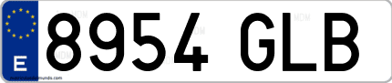 Ejemplo de matrícula de coche ordinaria 8954 GLB