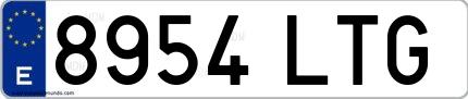 Ejemplo de matrícula española 8954 LTG