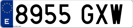 Ejemplo de matrícula de coche ordinaria 8955 GXW