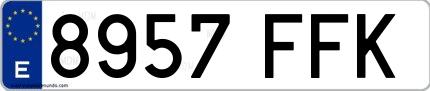 Ejemplo de matrícula española 8957 FFK