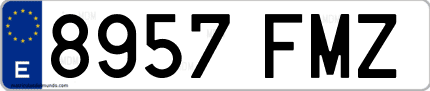 Ejemplo de matrícula de coche ordinaria 8957 FMZ
