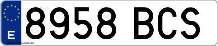 Ejemplo de matrícula de coche ordinaria 8958 BCS