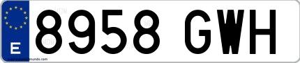 Ejemplo de matrícula española 8958 GWH