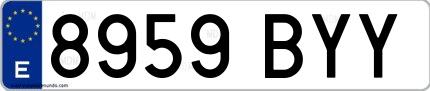 Ejemplo de matrícula española 8959 BYY