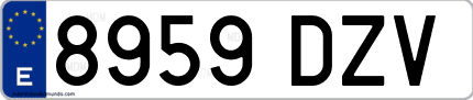 Ejemplo de matrícula de coche ordinaria 8959 DZV