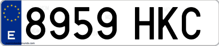 Ejemplo de matrícula de coche ordinaria 8959 HKC