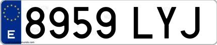 Ejemplo de matrícula española 8959 LYJ