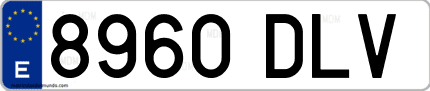 Ejemplo de matrícula de coche ordinaria 8960 DLV