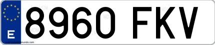 Ejemplo de matrícula española 8960 FKV