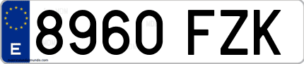 Ejemplo de matrícula de coche ordinaria 8960 FZK