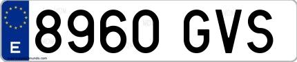 Ejemplo de matrícula española 8960 GVS