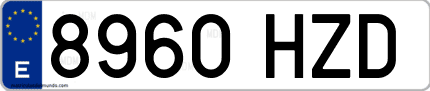 Ejemplo de matrícula de coche ordinaria 8960 HZD