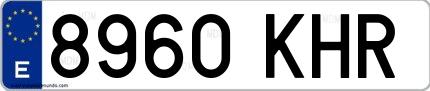 Ejemplo de matrícula española 8960 KHR