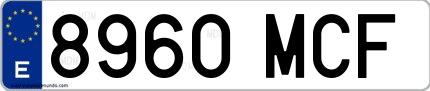 Ejemplo de matrícula española 8960 MCF