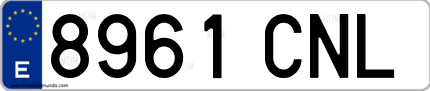 Ejemplo de matrícula de coche ordinaria 8961 CNL