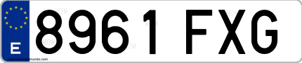 Ejemplo de matrícula de coche ordinaria 8961 FXG
