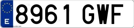 Ejemplo de matrícula española 8961 GWF