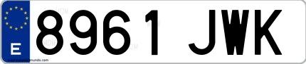 Ejemplo de matrícula española 8961 JWK