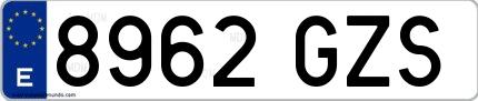 Ejemplo de matrícula española 8962 GZS