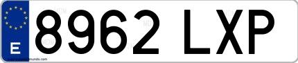 Ejemplo de matrícula española 8962 LXP