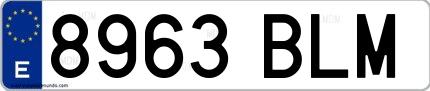 Ejemplo de matrícula española 8963 BLM
