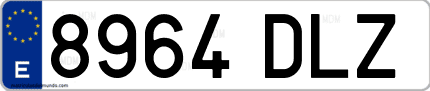 Ejemplo de matrícula de coche ordinaria 8964 DLZ