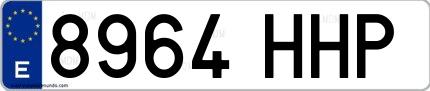 Ejemplo de matrícula española 8964 HHP