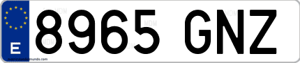 Ejemplo de matrícula de coche ordinaria 8965 GNZ