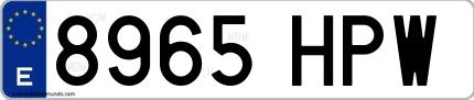 Ejemplo de matrícula española 8965 HPW